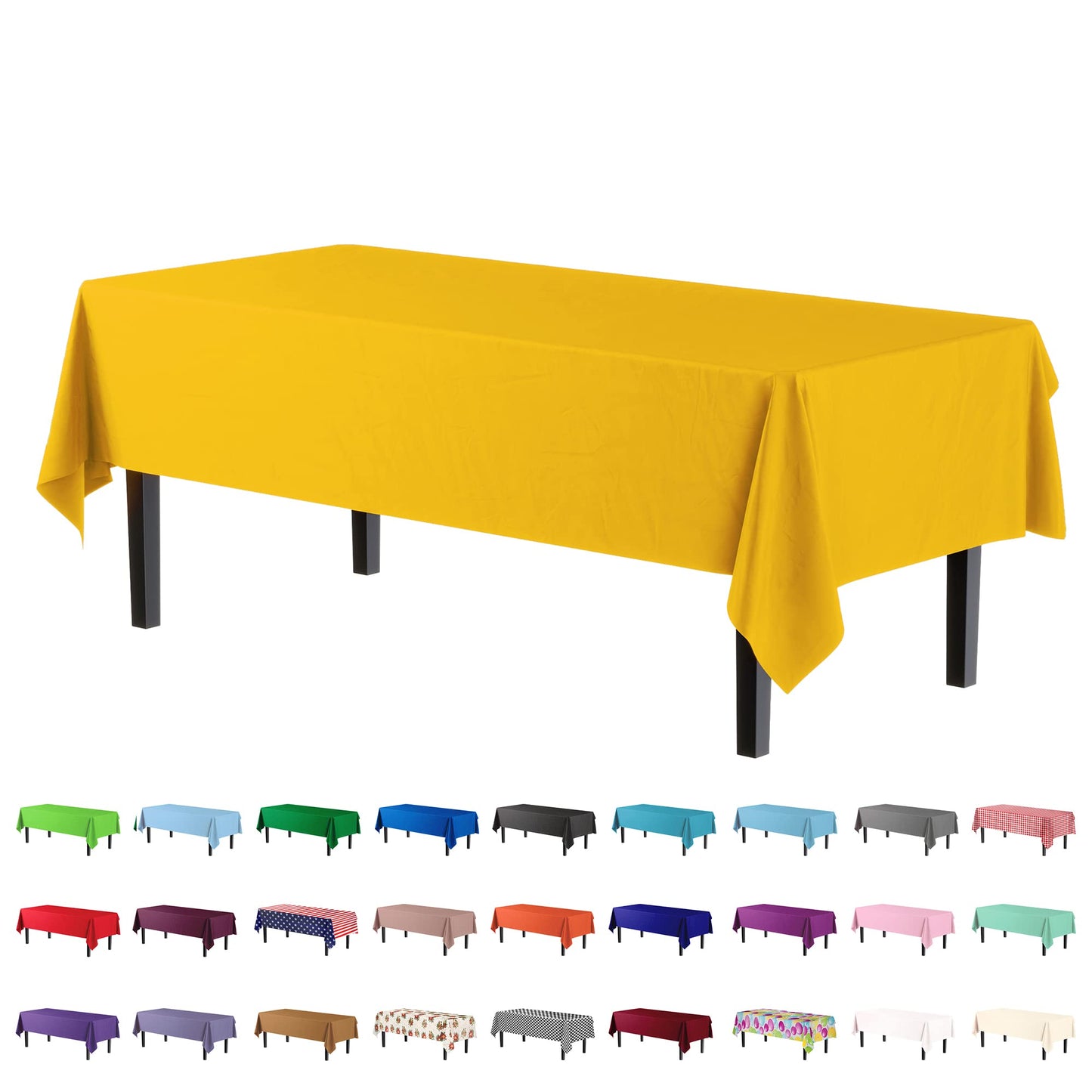 Yellow Plastic Table Cover | Case of 48