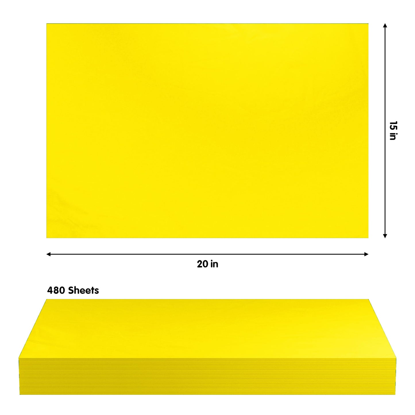 20 In. x 30 In. Yellow Tissue Paper | 480 Sheets
